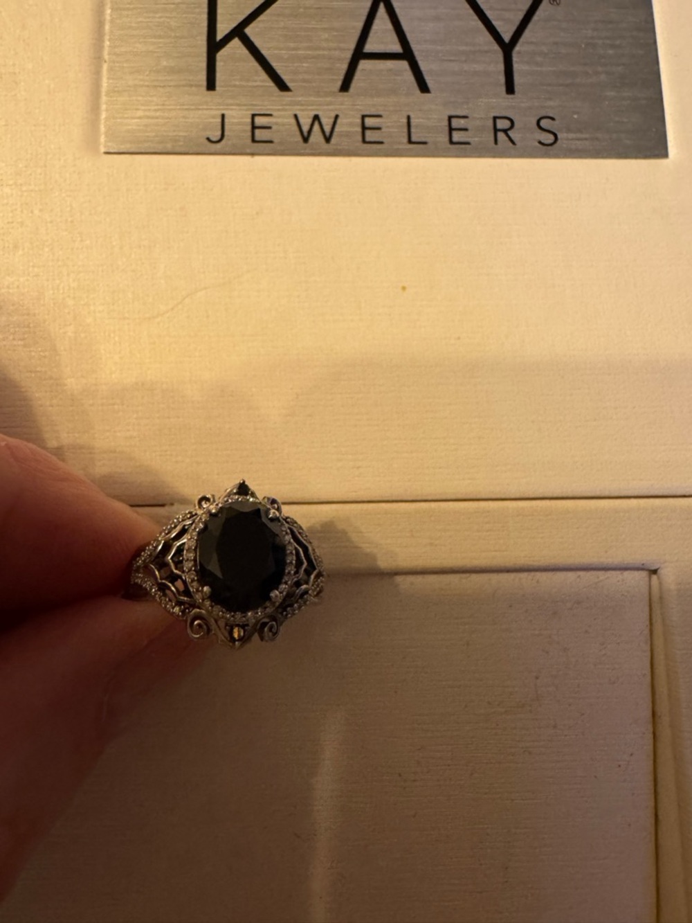 Kay Jewelers Silver Ring with Black Oval Stone